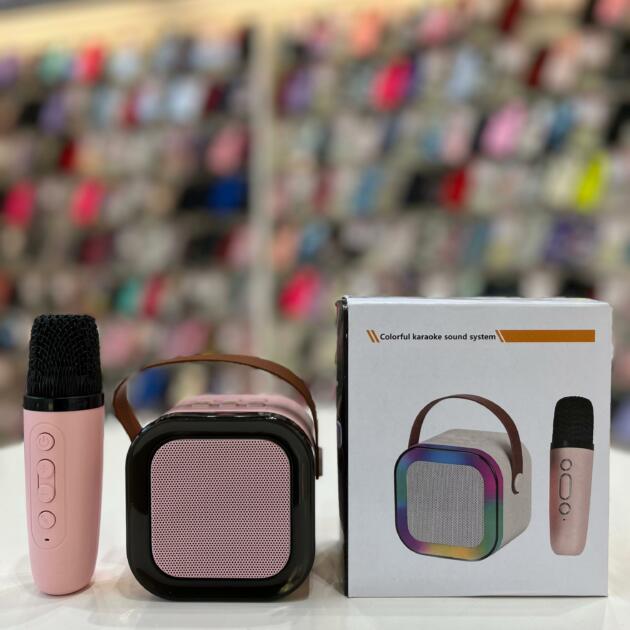 Mini Parlante Karaoke Portátil con Micrófono Rosa
