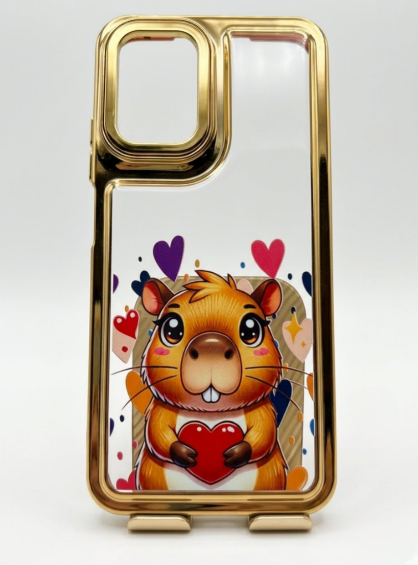 funda capibara corazones rojos motorola